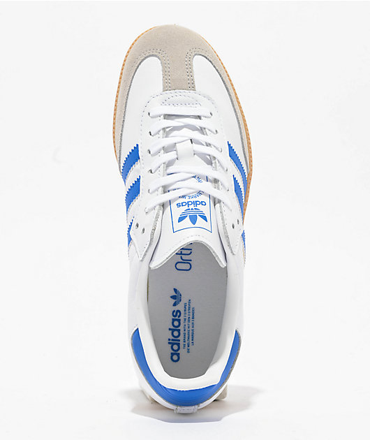 adidas Kids Samba OG White, Blue, & Gum Skate Shoes