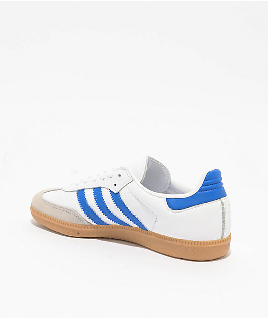 adidas Kids Samba OG White, Blue, & Gum Skate Shoes | Zumiez