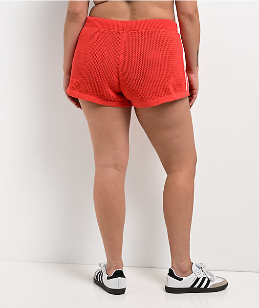 adidas Knitted Crochet Semi Lucid Red Lounge Shorts