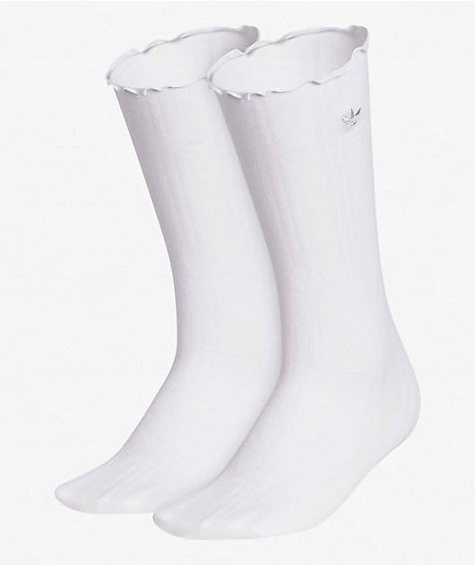 adidas Lace Ruffle 3 Pack White Crew Socks