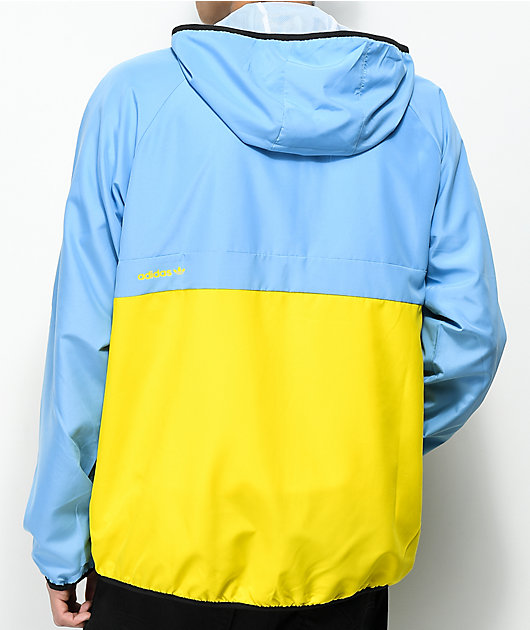 blue yellow adidas jacket
