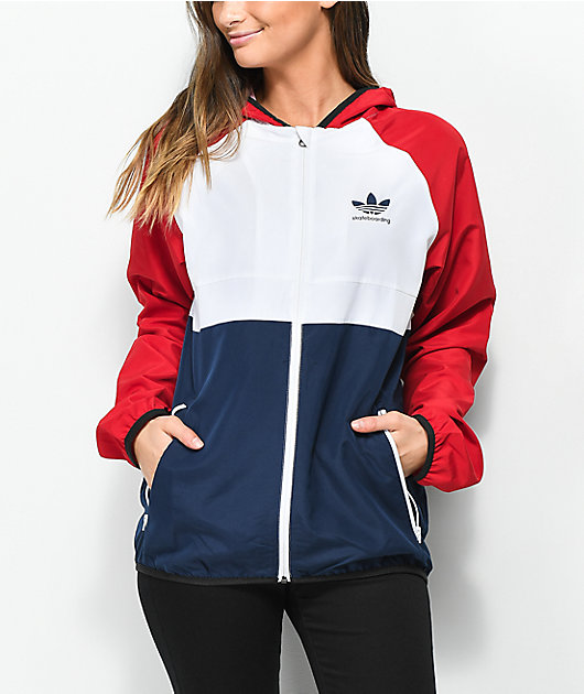 red and blue adidas jacket