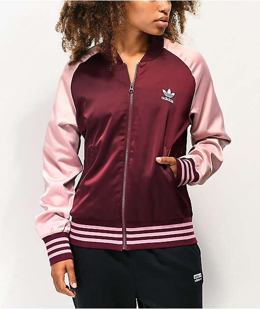 burgundy adidas track jacket