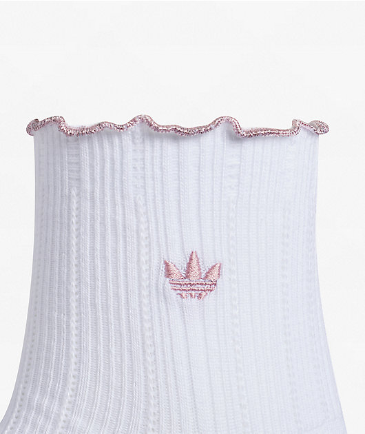 adidas Metallic Ruffle 3 Pack White Ankle Socks