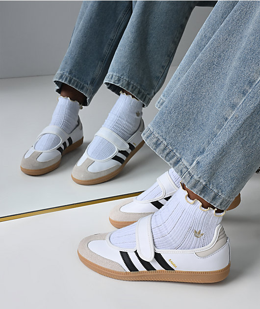 adidas Metallic Ruffle 3 Pack White Ankle Socks