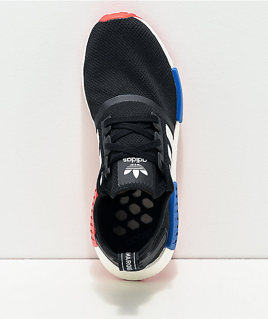 adidas NMD R1 zapatos negros, blancos, rojos y azules | Zumiez