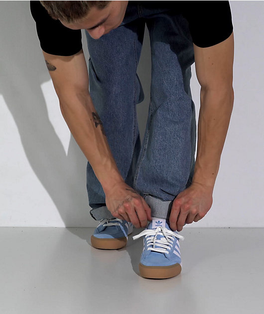 adidas Nora Light Blue, Cloud White & Gum Skate Shoes | Zumiez