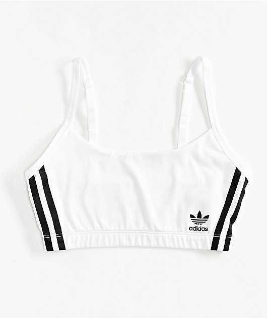 adidas Originals 3 Stripe White Bralette Zumiez