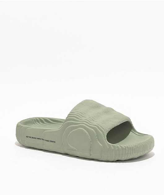 adidas Originals Adilette 22 Silver Green Slide Sandals | Zumiez