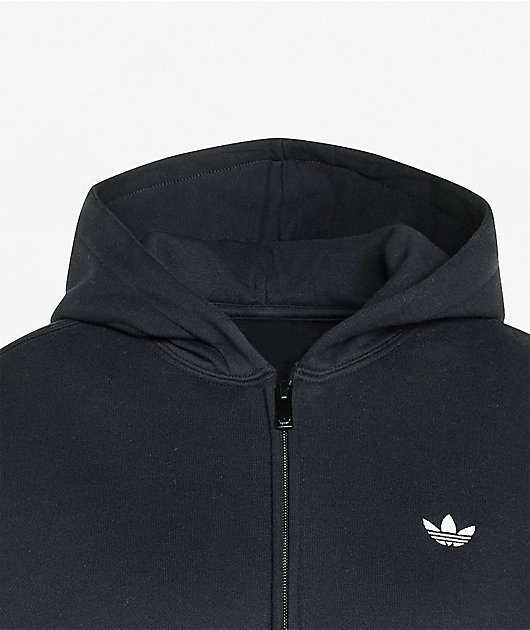 adidas Originals Essentials Fleece Black Crop Zip Hoodie | Zumiez