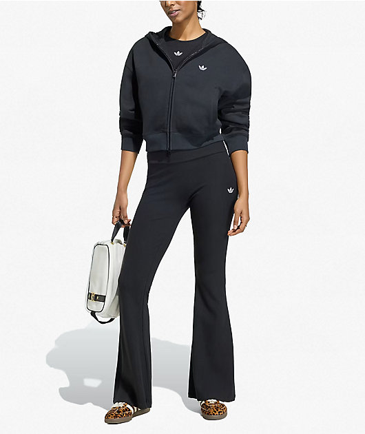 adidas Originals Essentials Fleece Black Crop Zip Hoodie