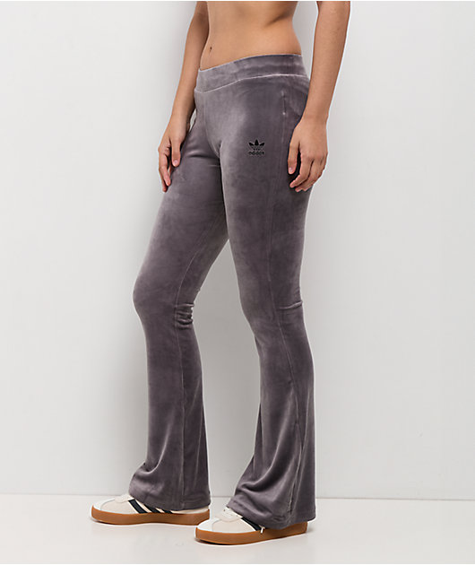 adidas Originals Essentials Grey Velour Flare Track Pants | Zumiez