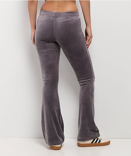 adidas Originals Essentials Grey Velour Flare Track Pants | Zumiez