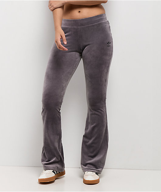 adidas Originals Essentials Grey Velour Flare Track Pants | Zumiez