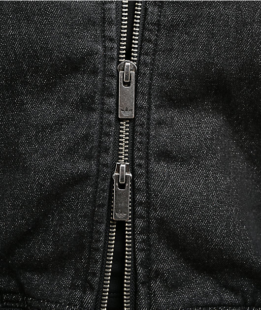 adidas Originals Firebird Black Wash Crop Denim Zip Jacket