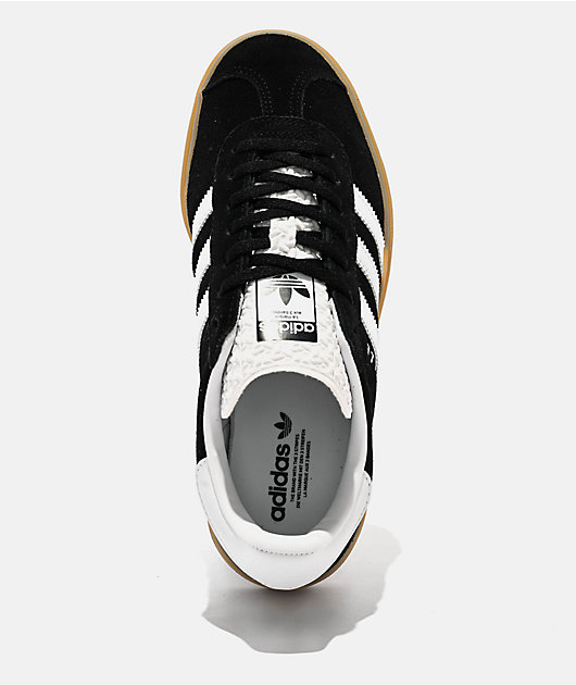 adidas Originals Gazelle Bold Core Black, Cloud White, & Gum Platform Shoes