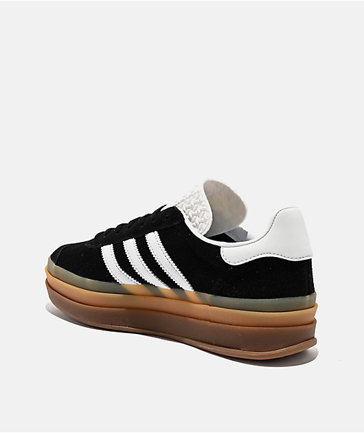 adidas Originals Gazelle Bold Core Black, Cloud White, & Gum Platform Shoes