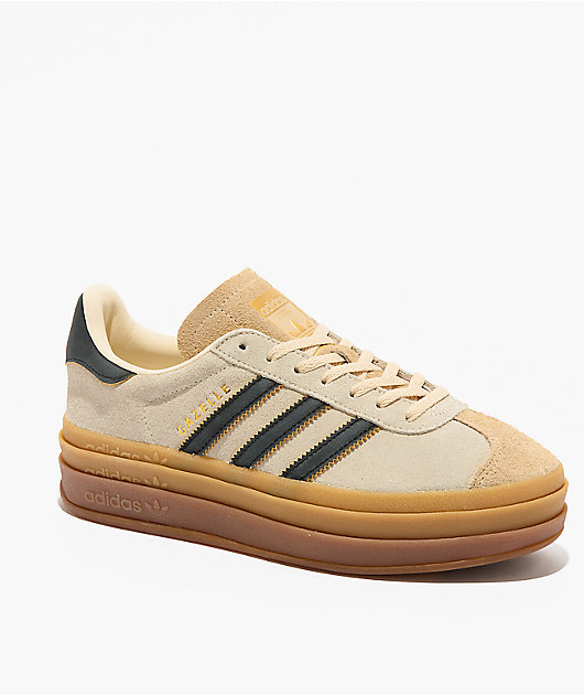 adidas Originals Gazelle Bold Cream White, Black & Sand Platform