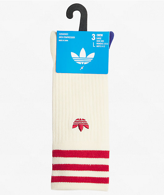 adidas Originals Roller Natural, Blue & Khaki 3 Pack Crew Socks