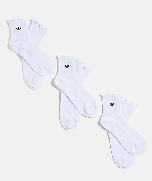 adidas Originals Ruffle 3-Pack White Ankle Socks