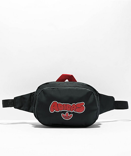adidas Originals Sport 2.0 Black & Scarlet Fanny Pack