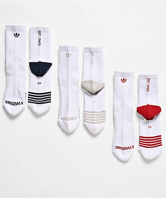 adidas Originals Tech White 3 Pack High Quarter Crew Socks