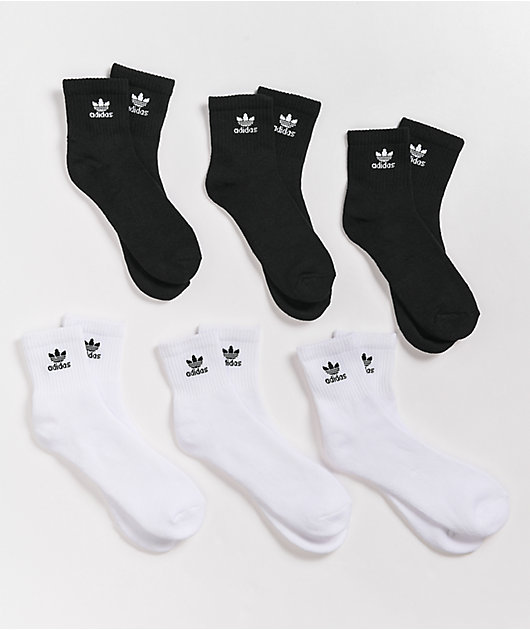 blur pasta Brawl adidas Originals Trefoil Black & White 6 Pack Ankle Socks