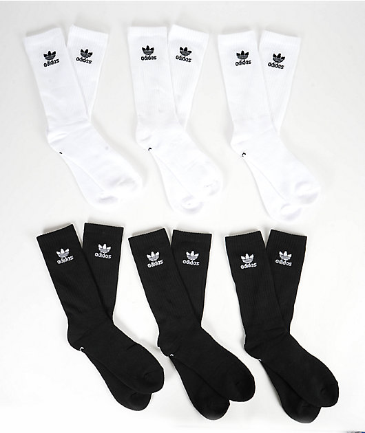 adidas Originals Trefoil Black & White 6 Pack Crew Socks
