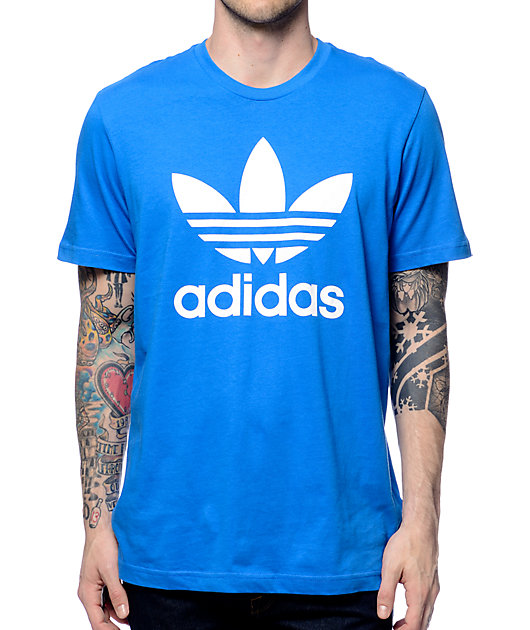 blue adidas trefoil shirt