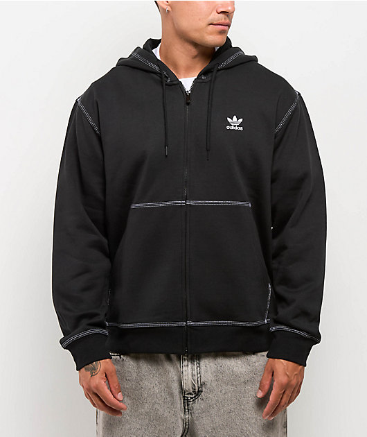 adidas Originals Trefoil Essentials Black Zip Hoodie | Zumiez