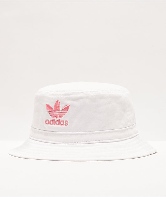 adidas Originals Washed White Pink Bucket Hat Zumiez