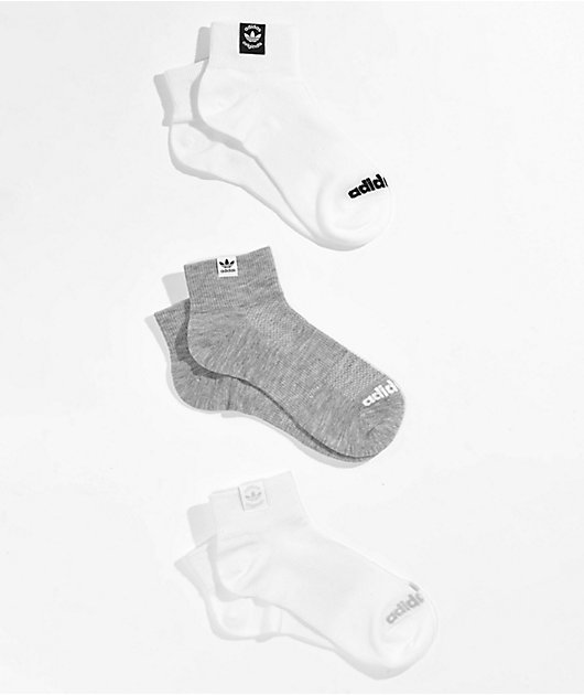 adidas Originals White, Black & Grey Quarter 3 Pack Socks