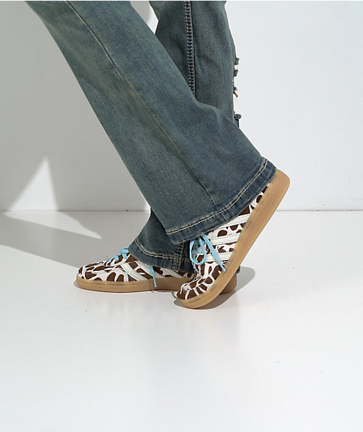 adidas Originals Women's Handball Spezial Cow Print Brown, White & Blue Shoes video