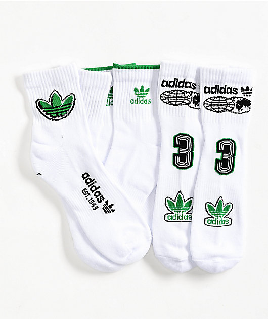 adidas Originals Worldwide White 3 Pack Quarter Socks