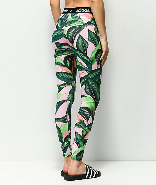 adidas Palm Leaf Pink \u0026 Green Leggings 