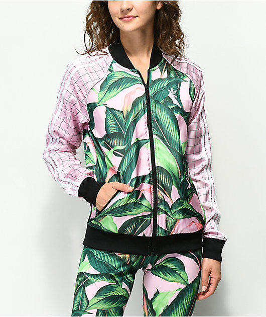 adidas palm leaf pink & green track jacket