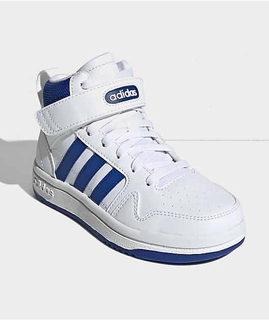 adidas Post Move Mid White & Royal Blue Skate Shoes | Zumiez