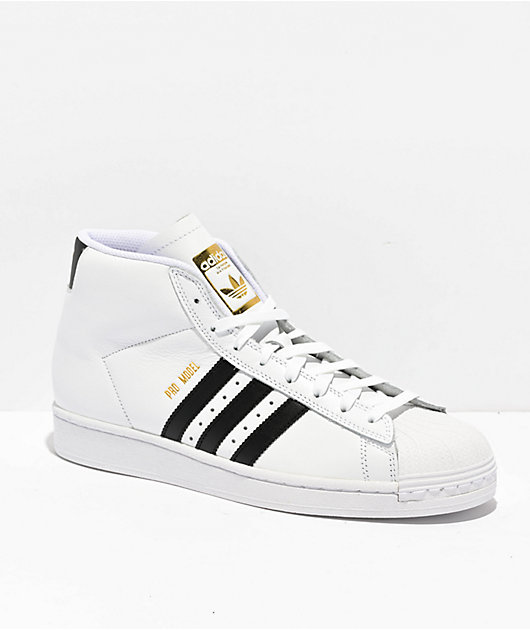 adidas Pro Model ADV White & Black High Top Skate Shoes | Zumiez