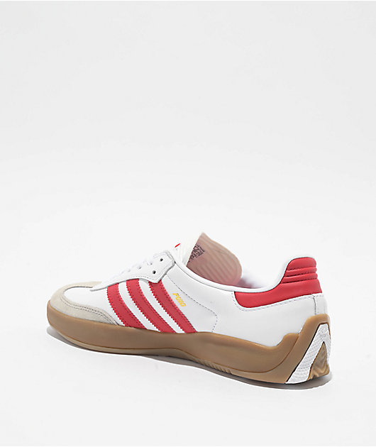 adidas Puig Samba Cloud White, Better Scarlet, & Gum Skate Shoes