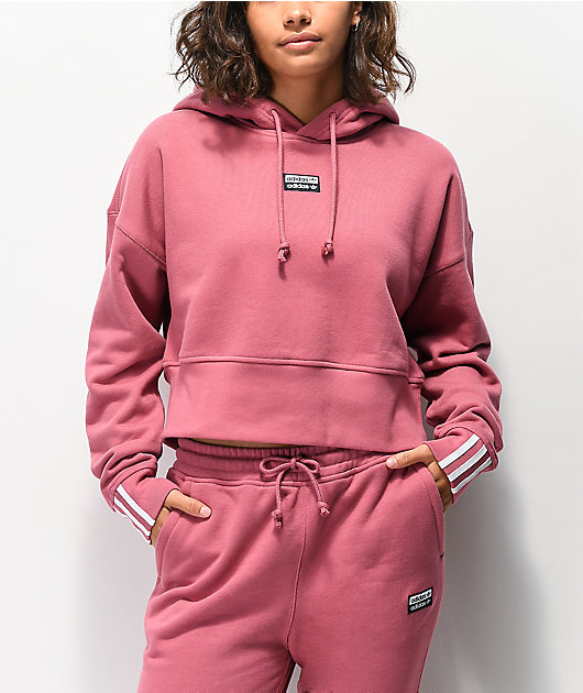adidas pink cropped hoodie