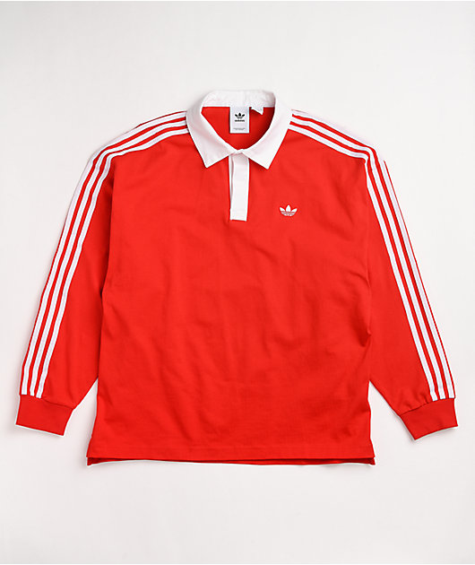 adidas red and white long sleeve