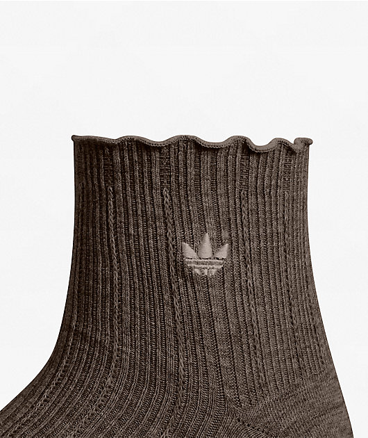 adidas Ruffle 3 Pack Brown, Cream & Grey Ankle Socks
