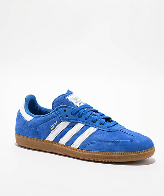 adidas Samba ADV Bluebird, White & Gum Skate Shoes | Zumiez