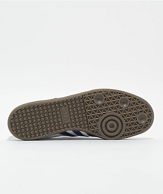 adidas Samba ADV Cloud White, Collegiate Purple & Gum Skate Shoes