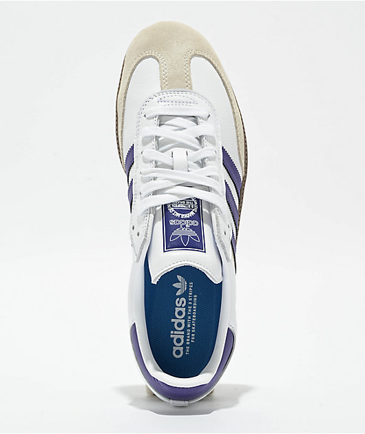 adidas Samba ADV Cloud White Collegiate Purple Gum Skate Shoes