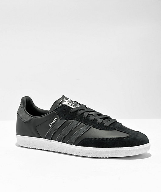 adidas Samba ADV Core Black, Carbon & Silver Metallic Skate Shoes