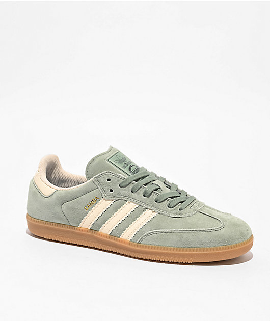 adidas Samba ADV Silver Green, Wonder White & Gum Skate Shoes | Zumiez