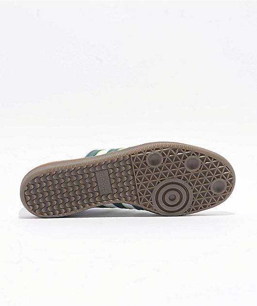 adidas Samba ADV White, Grey, & Green Skate Shoes