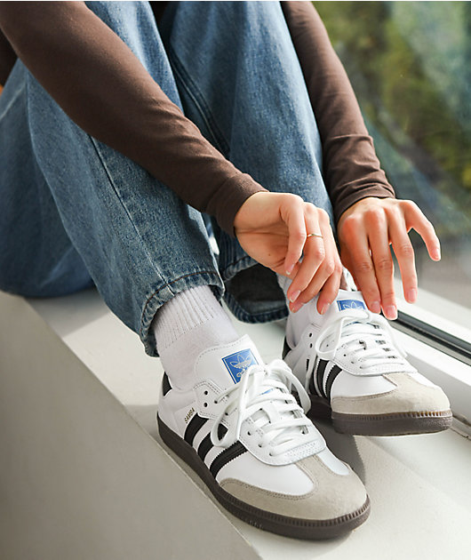 adidas Samba ADV White, Black & Gum Skate Shoes | Zumiez