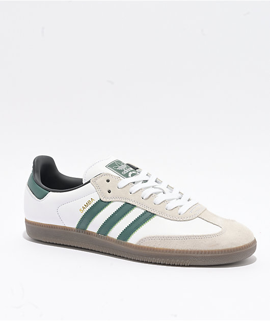 靴 adidas Originals Samba ADV Footwear adidas Samba ADV White, Grey, & Green Skate Shoes | Zumiez